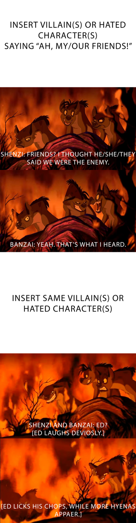 High Quality The Hyenas are about to eat who? Blank Meme Template