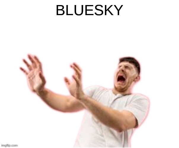 he left all caps on(custom) | BLUESKY | image tagged in he left all caps on custom | made w/ Imgflip meme maker