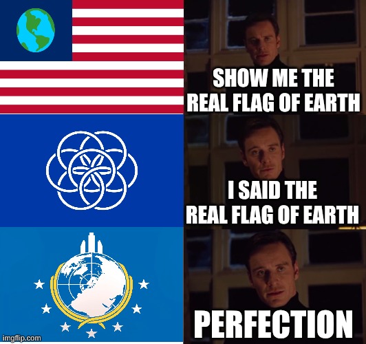 The true flag of Earth | SHOW ME THE REAL FLAG OF EARTH; I SAID THE REAL FLAG OF EARTH; PERFECTION | image tagged in perfection | made w/ Imgflip meme maker