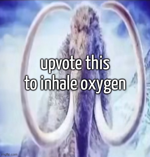 Mammoth | upvote this to inhale oxygen | image tagged in mammoth | made w/ Imgflip meme maker