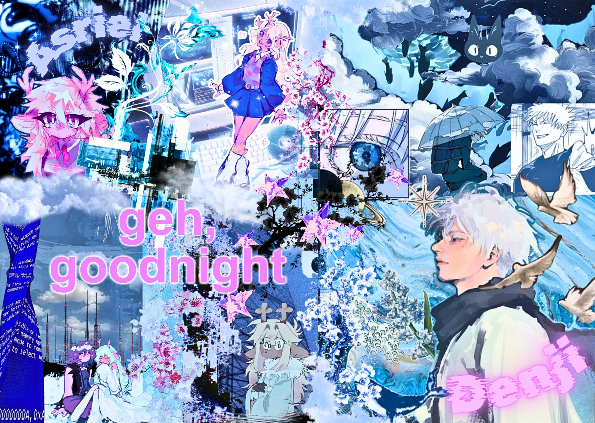 asriel and denji shared template | geh, goodnight | image tagged in asriel and denji shared template | made w/ Imgflip meme maker