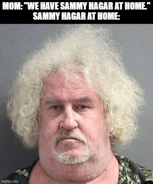 Why did THIS story have to be fake? | MOM: "WE HAVE SAMMY HAGAR AT HOME."
SAMMY HAGAR AT HOME: | image tagged in memes,sammy hagar,impersonator,funny | made w/ Imgflip meme maker