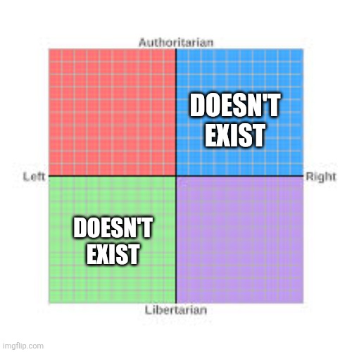 Political Compass According to "Right is less government, Left is more government" | DOESN'T EXIST; DOESN'T EXIST | image tagged in memes | made w/ Imgflip meme maker