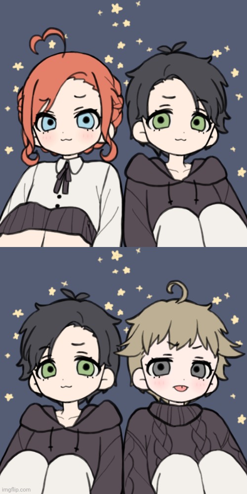 Decided To Make Me, My Brother, & My Sister (Because Why Not?) | image tagged in picrew,siblings,based on real life,boredom,why not,link in comments | made w/ Imgflip meme maker