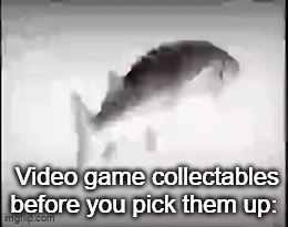 fosh | Video game collectables before you pick them up: | image tagged in gifs,fish,cum | made w/ Imgflip video-to-gif maker