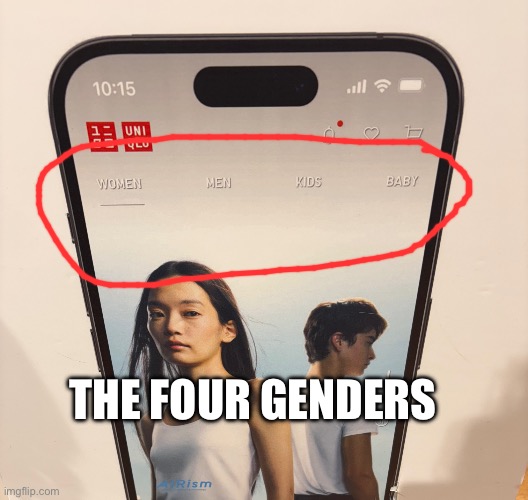 Women, men, kids & baby | THE FOUR GENDERS | image tagged in gender,meme,dank memes | made w/ Imgflip meme maker