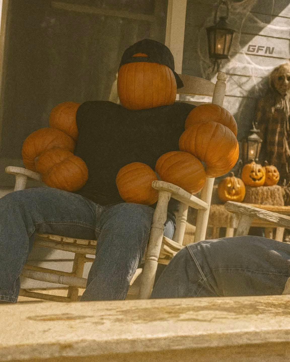 Pumpkin muscle man Blank Meme Template