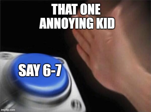 Blank Nut Button | THAT ONE 
ANNOYING KID; SAY 6-7 | image tagged in memes,blank nut button | made w/ Imgflip meme maker