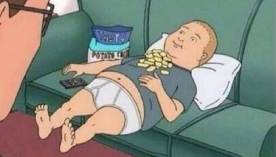 Bobby Hill eating chips couch Blank Meme Template