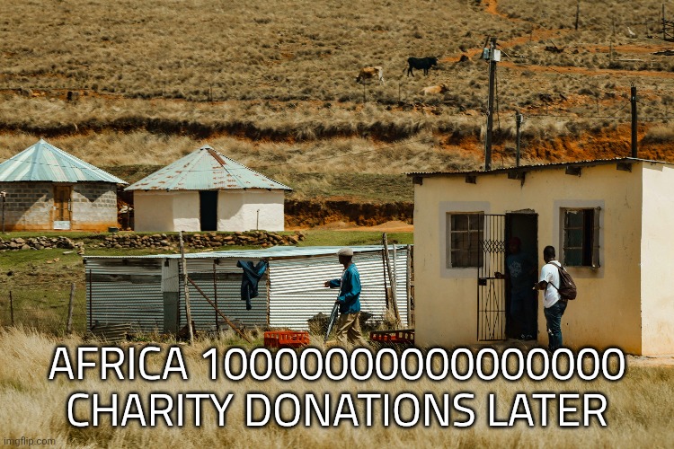 AFRICA 10000000000000000 CHARITY DONATIONS LATER | made w/ Imgflip meme maker