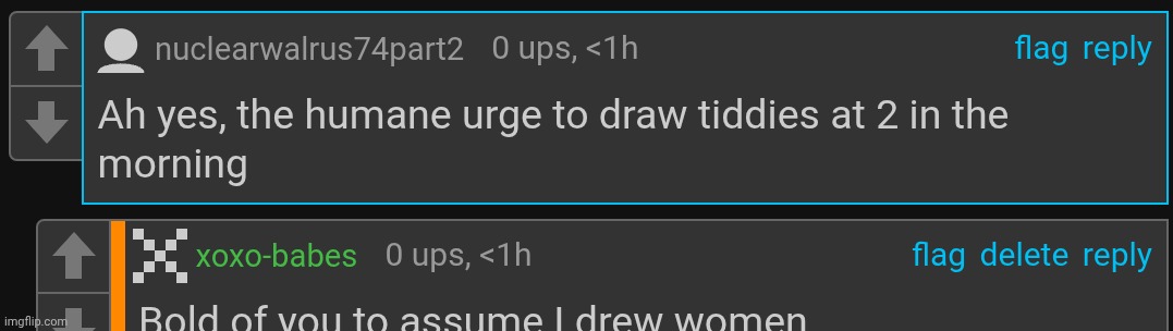 The mortal's inclination to depict bosoms at the hour of two in the morning. | made w/ Imgflip meme maker