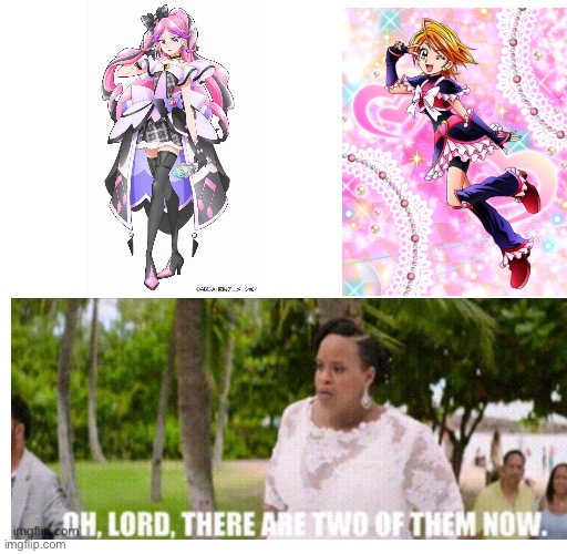 Oh lord, There are two black cures now. | image tagged in anime,precure,sonic 2 oh lord there are two of them now,oh lord there are two of them now,memes,funny memes | made w/ Imgflip meme maker