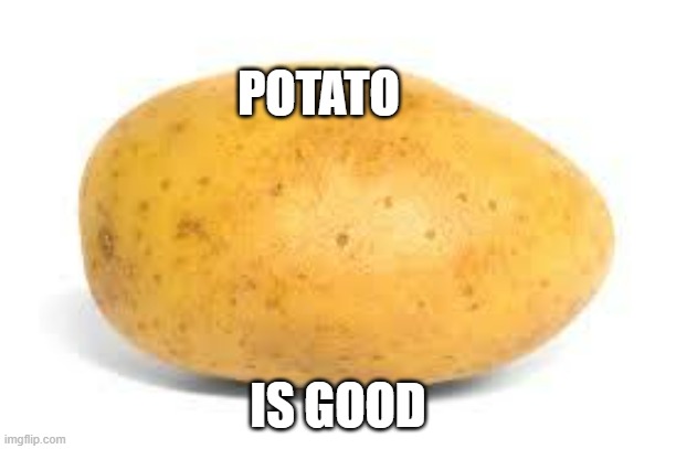 Potato | POTATO; IS GOOD | image tagged in potato,potatoes | made w/ Imgflip meme maker