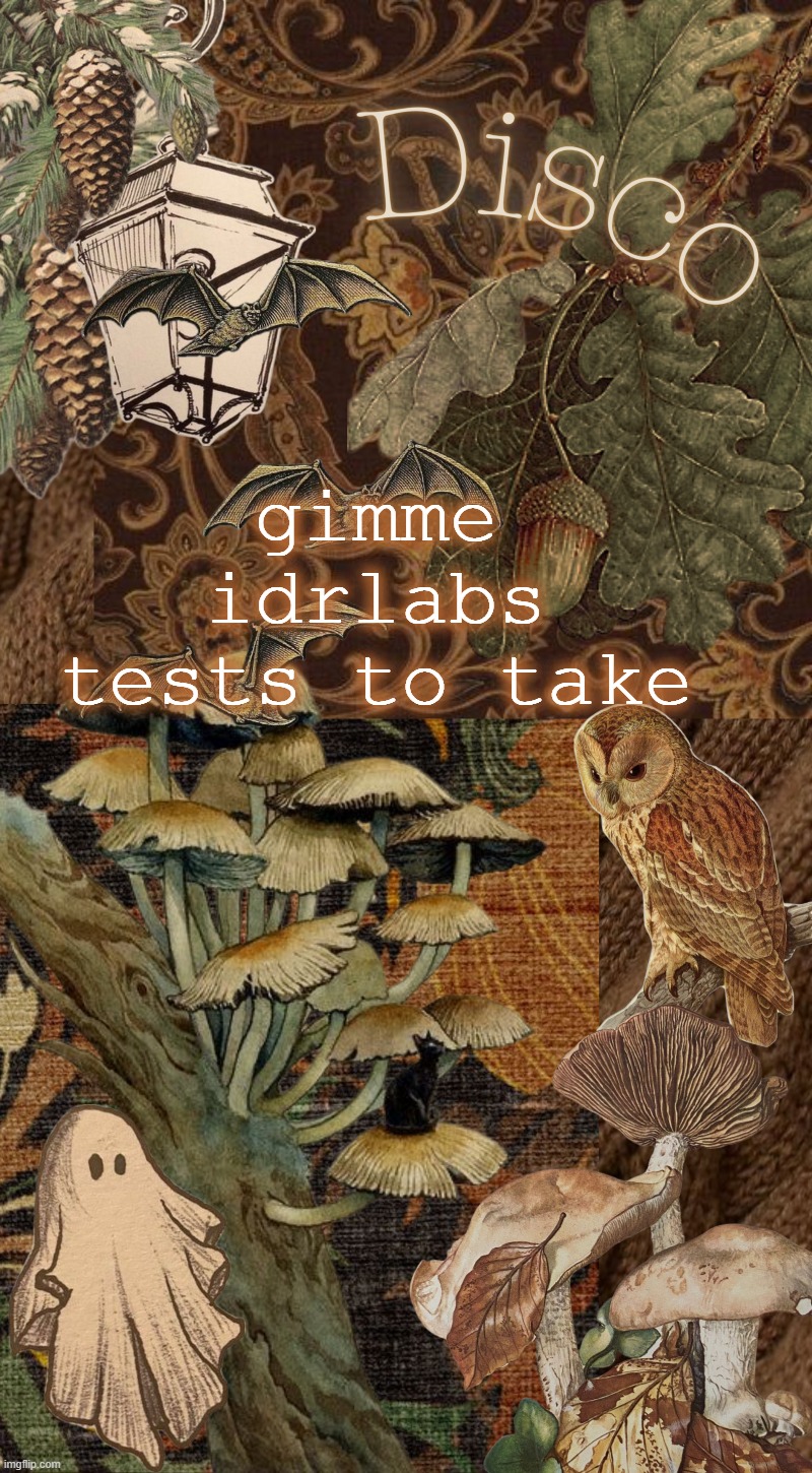 boreded | gimme idrlabs tests to take | image tagged in disco's autumn temp | made w/ Imgflip meme maker