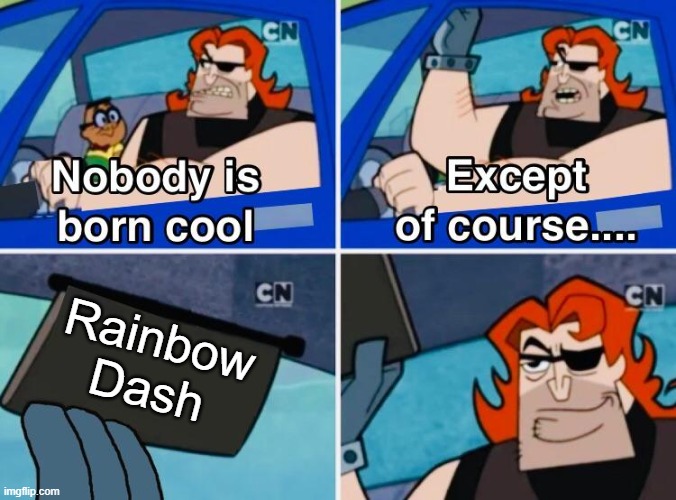 Nobody is born cool | Rainbow Dash | image tagged in nobody is born cool | made w/ Imgflip meme maker