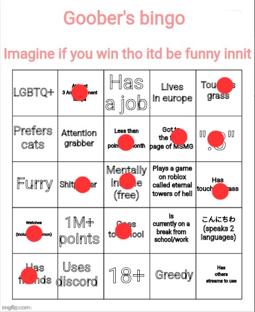 My bingo | image tagged in my bingo | made w/ Imgflip meme maker
