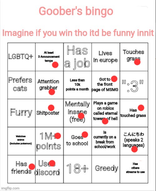 My bingo | image tagged in my bingo | made w/ Imgflip meme maker