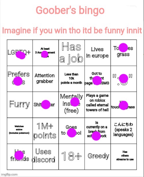 My bingo | image tagged in my bingo | made w/ Imgflip meme maker