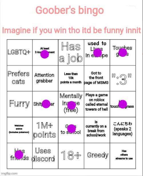 My bingo | used to | image tagged in my bingo | made w/ Imgflip meme maker