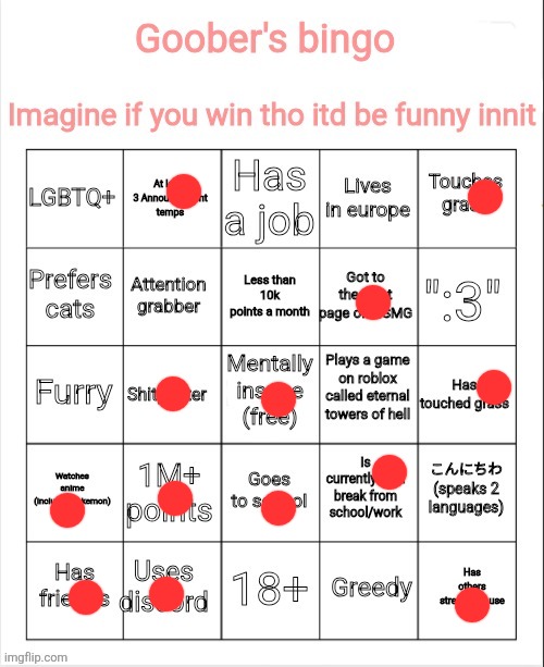 My bingo | image tagged in my bingo | made w/ Imgflip meme maker