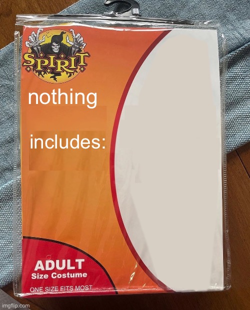 Spirit Halloween | nothing; includes: | image tagged in spirit halloween | made w/ Imgflip meme maker