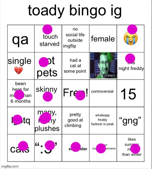 Double bingo :( | image tagged in toady bingo | made w/ Imgflip meme maker