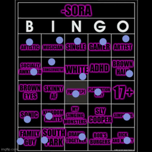 -Sora- bingo | image tagged in -sora- bingo | made w/ Imgflip meme maker