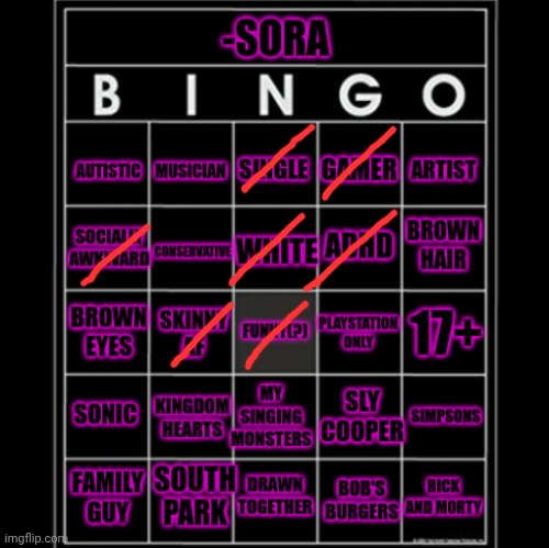 2rd bingo before sleep | image tagged in -sora- bingo | made w/ Imgflip meme maker