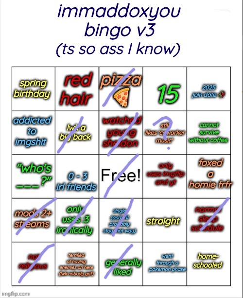 neato | image tagged in immaddoxyou bingo v3 | made w/ Imgflip meme maker