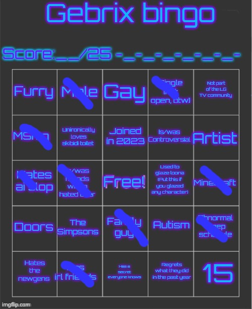 Gebrix bingo | image tagged in gebrix bingo | made w/ Imgflip meme maker