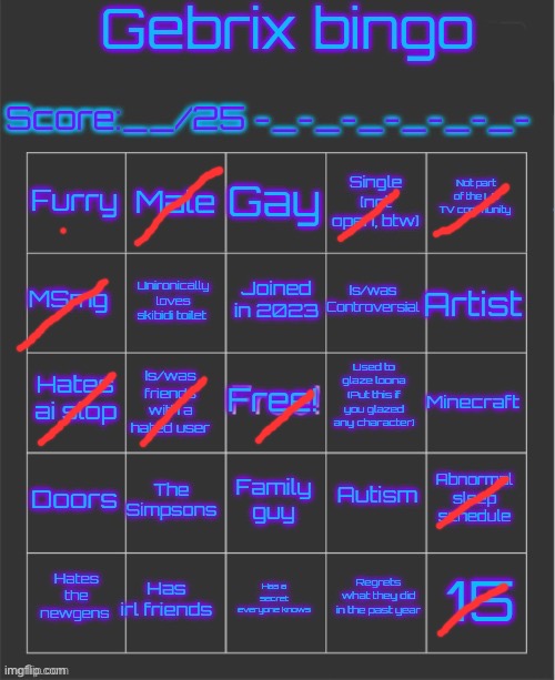Gebrix bingo | image tagged in gebrix bingo | made w/ Imgflip meme maker