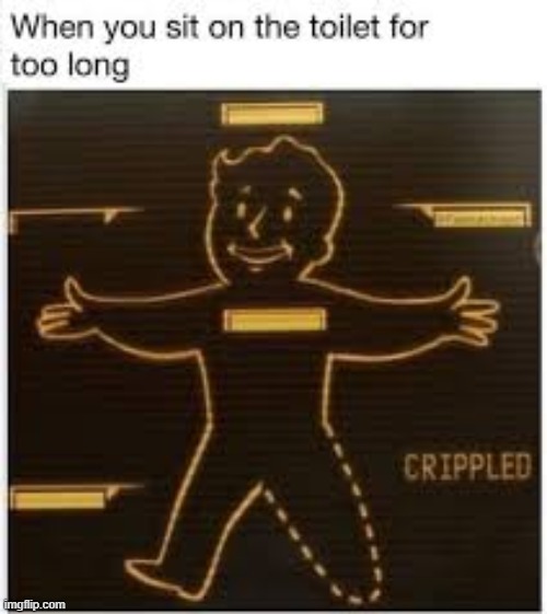 *TV static intensifies* | image tagged in fallout,sitting,toilet,crippled | made w/ Imgflip meme maker