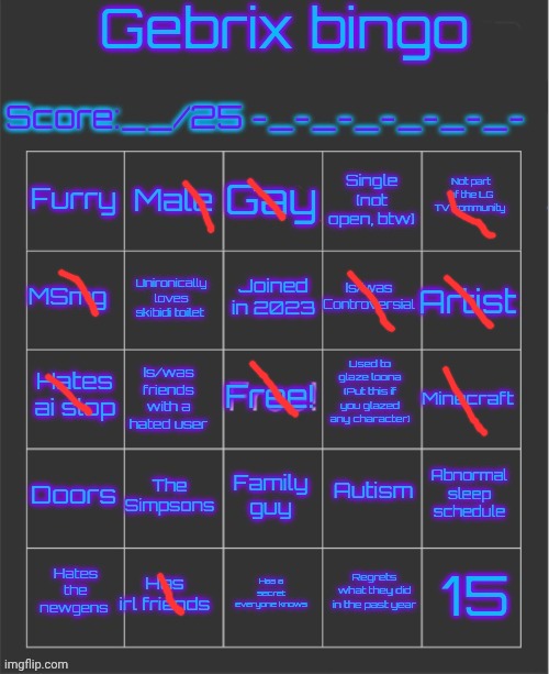 Gebrix bingo | image tagged in gebrix bingo | made w/ Imgflip meme maker