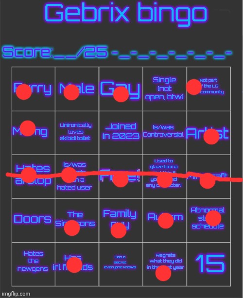 Gebrix bingo | image tagged in gebrix bingo | made w/ Imgflip meme maker