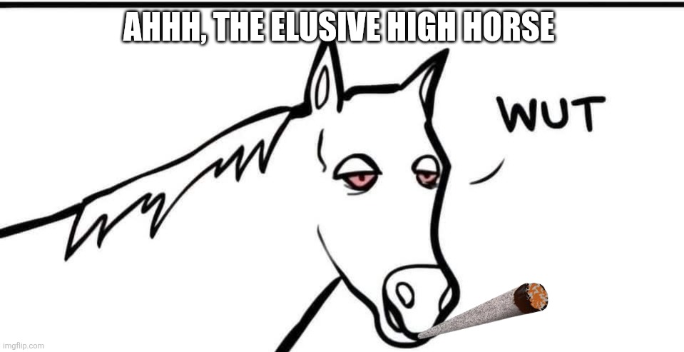 AHHH, THE ELUSIVE HIGH HORSE | image tagged in high horse | made w/ Imgflip meme maker