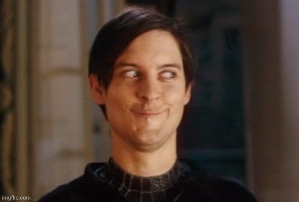 Tobey Maguire/Peter Parker Smirk | image tagged in tobey maguire/peter parker smirk | made w/ Imgflip meme maker