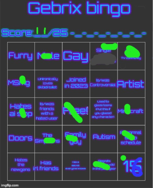 salt_ told me to post this cause he cant post yet | image tagged in gebrix bingo,salt_,not mine | made w/ Imgflip meme maker