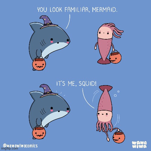 image tagged in shark,halloween,mermaid,squid,upside-down,clever | made w/ Imgflip meme maker