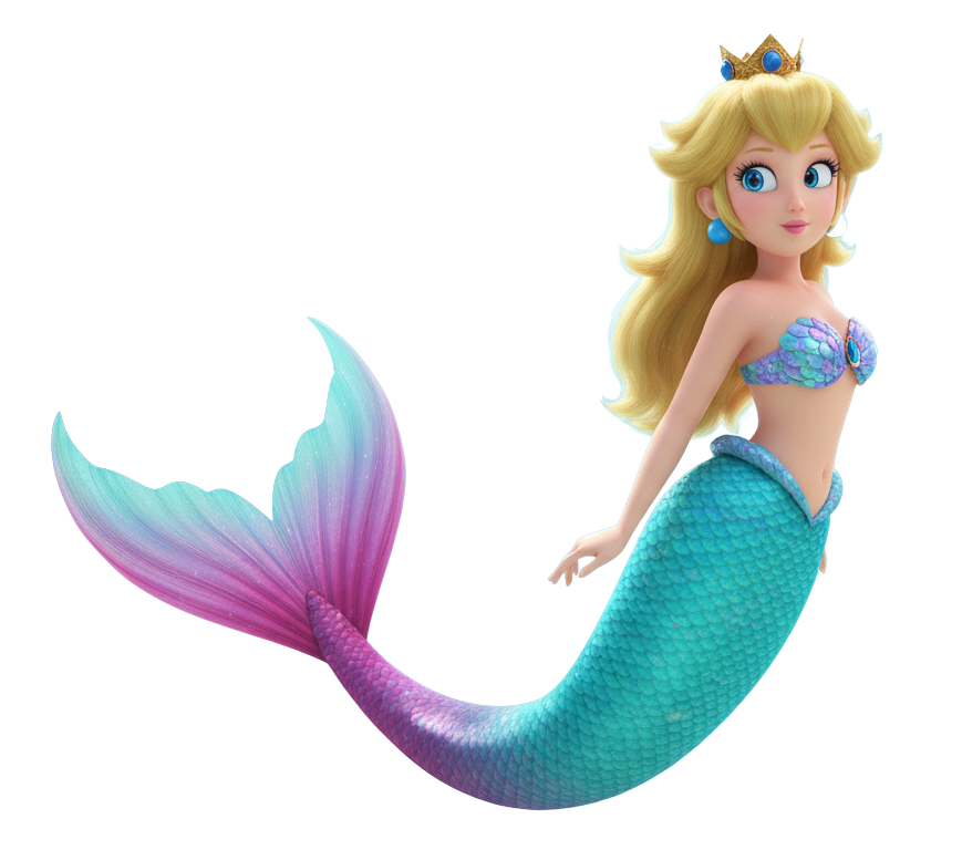Princess Peach as a mermaid Blank Meme Template