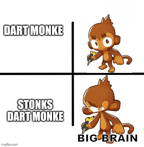 Blons meme | DART MONKE; STONKS DART MONKE | image tagged in big brain monke | made w/ Imgflip meme maker