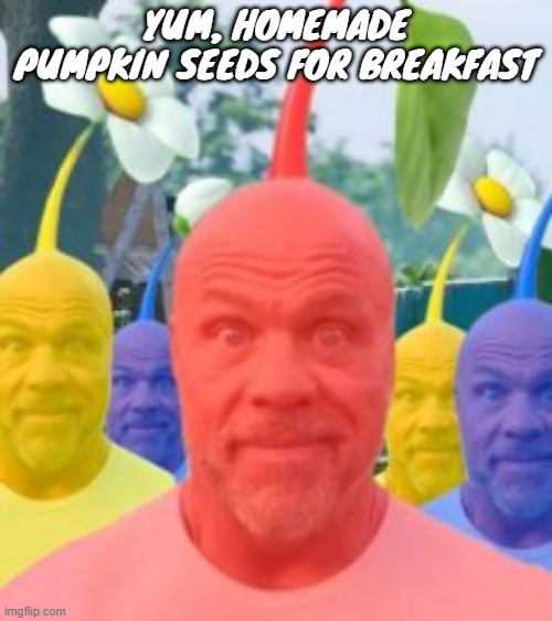 gm chat | YUM, HOMEMADE PUMPKIN SEEDS FOR BREAKFAST | made w/ Imgflip meme maker