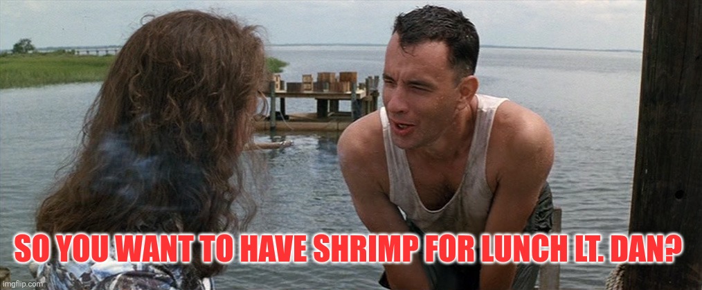Shrimp for lunch | SO YOU WANT TO HAVE SHRIMP FOR LUNCH LT. DAN? | image tagged in lt dan gump legs,funny memes | made w/ Imgflip meme maker