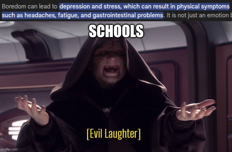 SCHOOLS | image tagged in evil laughter | made w/ Imgflip meme maker