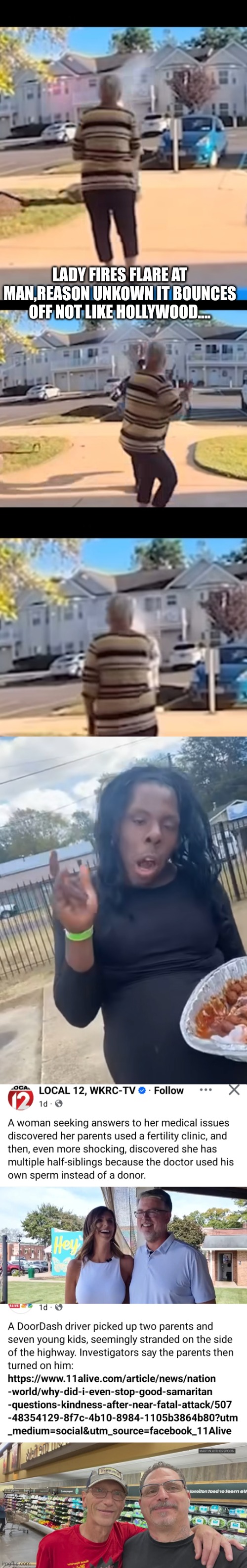 Helping in dire times backfired, hoods recreating "last supper" | LADY FIRES FLARE AT MAN,REASON UNKOWN IT BOUNCES OFF NOT LIKE HOLLYWOOD.... | image tagged in lastsupper,food | made w/ Imgflip meme maker