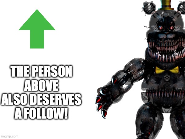 THE PERSON ABOVE ALSO DESERVES A FOLLOW! | made w/ Imgflip meme maker