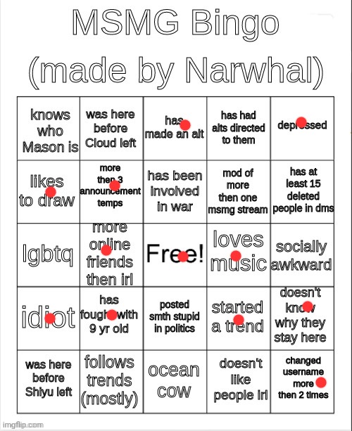 9 year old is rewrite :3 | image tagged in msmg bingo | made w/ Imgflip meme maker