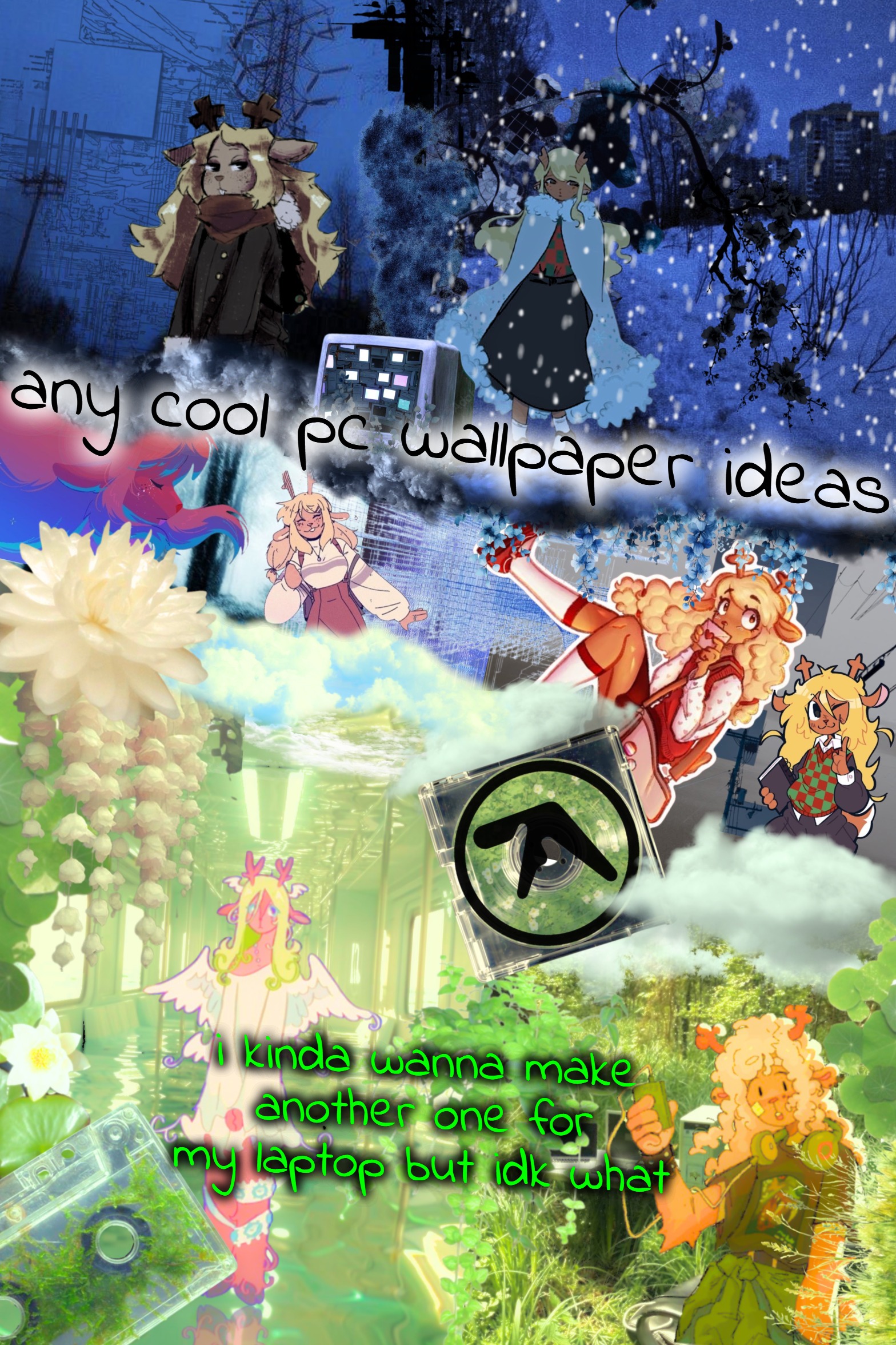 asriel's noelle template | any cool pc wallpaper ideas; i kinda wanna make another one for my laptop but idk what | image tagged in asriel's noelle template | made w/ Imgflip meme maker