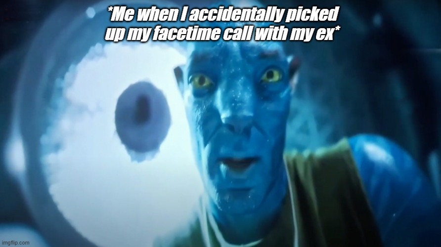 EX 101 | *Me when I accidentally picked up my facetime call with my ex* | image tagged in staring avatar guy | made w/ Imgflip meme maker