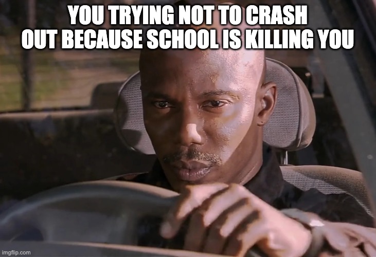 Doakes | YOU TRYING NOT TO CRASH OUT BECAUSE SCHOOL IS KILLING YOU | image tagged in doakes | made w/ Imgflip meme maker