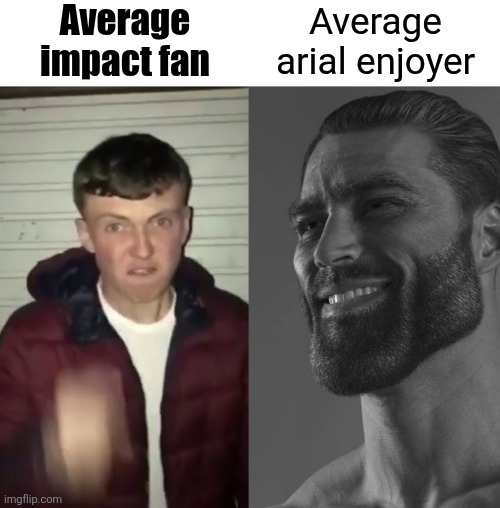Which any font is actually preferable | Average impact fan; Average arial enjoyer | image tagged in average fan vs average enjoyer,memes,funny,fonts | made w/ Imgflip meme maker